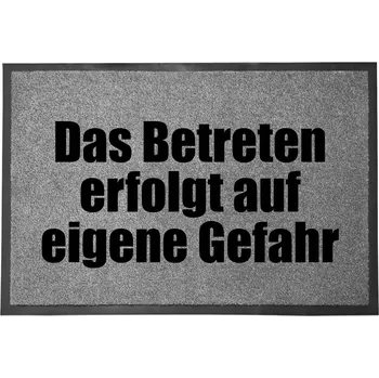 Rohožka Vstupní rohožka Šedá Dekorativní Dárek do domu Vlastní Riziko 60x40