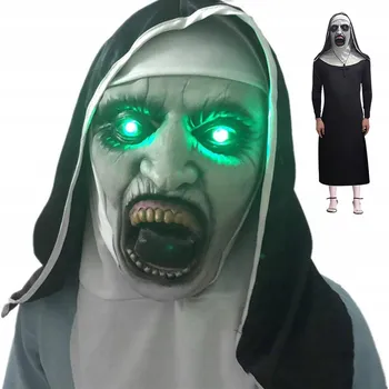 Karnevalová maska Maska na obličej s S KAPUCÍ HALLOWEEN latexová jeptiška černá