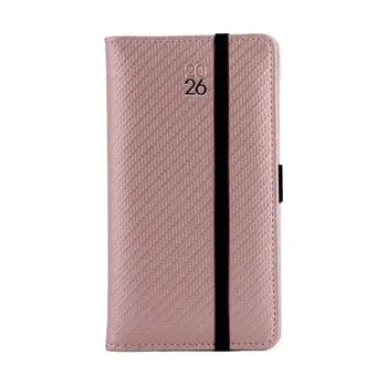 Diář Diář ELASTIC týdenní kapesní 2026 český - pudrová/černá gumička