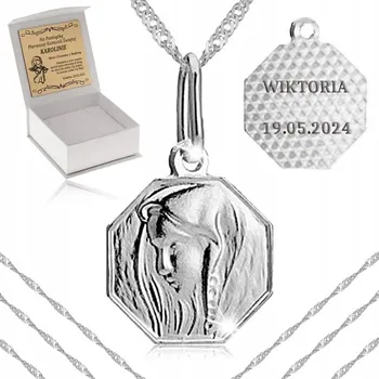 Řetízek STŘÍBRNÝ ŘETÍZEK S MEDAILONKEM RYZOST 925 PAMÁTKA PRVNÍHO SVATÉHO PŘIJÍMÁNÍ + DÁRKY ZDARMA