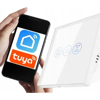 vypínač WiFi dotykový spínač/ovladač pro rolety Tuya, skleněný, bílý
