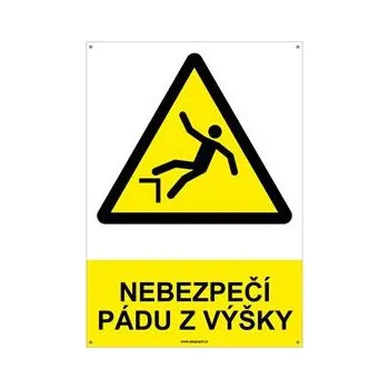NEBEZPEČÍ PÁDU Z VÝŠKY - bezpečnostní tabulka s dírkami, plast A4, 2 mm