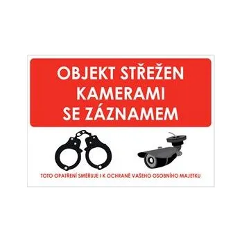 OBJEKT STŘEŽEN KAMERAMI SE ZÁZNAMEM, plast 2 mm, A5
