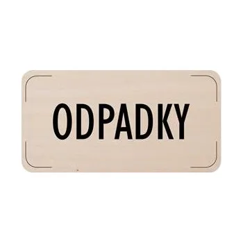 Cedulka na dveře - Odpadky, dřevěná tabulka, 160 x 80 mm