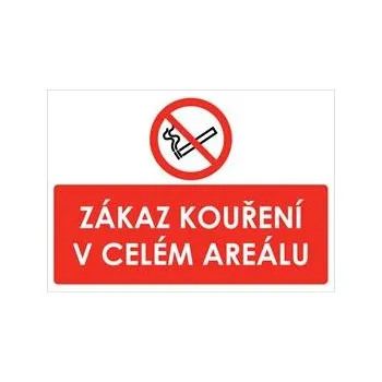 ZÁKAZ KOUŘENÍ V CELÉM AREÁLU, plast 1 mm, A4