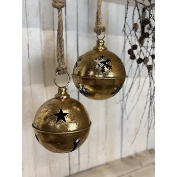 Vánoční rolnička zlaté barvy Velikost: 20cm s vločkou