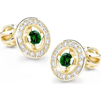 Náušnice Cutie Jewellery Zlaté náušnice se zirkony Z6413-1988Z Barva: Zelená