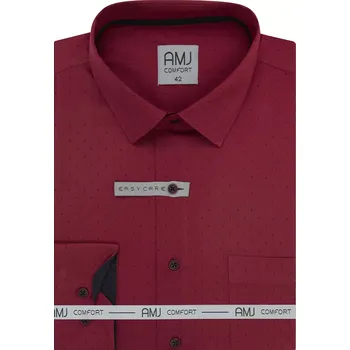 Košile s dlouhým rukávem AMJ Comfort VDBR 1409 vínová velikost 45