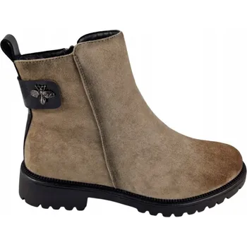 Dámská zimní obuv Dámské Kotníkové Boty Zateplené zimní boty na zip, stylové khaki Potocki velikost 37