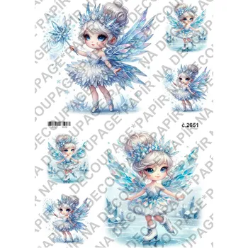 Umělecký papír Rýžový a soft papír na decoupage - Ledová víla, zimní - KB2651 Materiál: Rýžový papír, Rozměr: A4