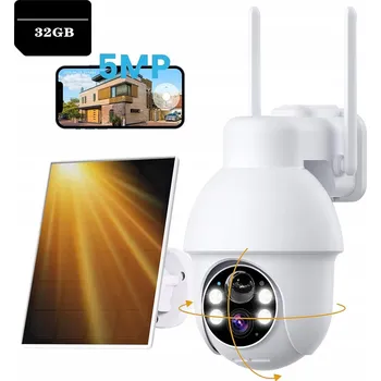 IP kamera 5MPX SOLÁRNÍ VENKOVNÍ OTOČNÁ KAMERA IP WIFI 4x ZOOM ALARM 5000MAH 32GB