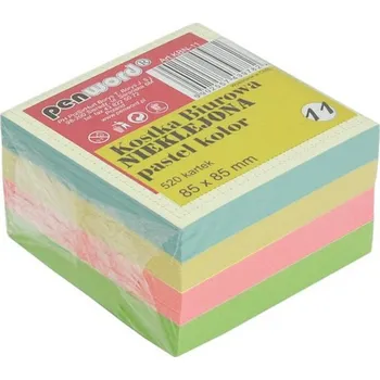 Samolepicí bloček lístečků NOTES Kancelářský bloček pastelový 85x85x50mm 520 listů