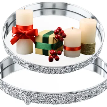 Zrcadlový tác stříbrný glamour dekorativní 3,5x21cm 145572