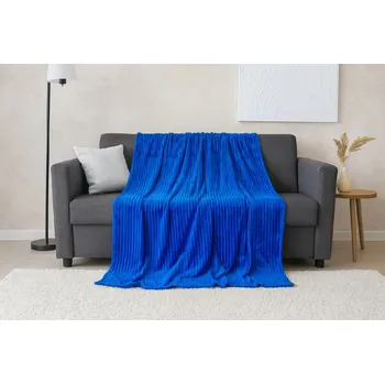 Přehoz na lůžko Mikroplyšová deka 220 x 240 cm Big Simple - Modrá