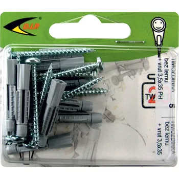 Hmoždinka D.I.P. Hmoždinka uzlovací s lemem 5PE+vrut3,5x35PH blistr