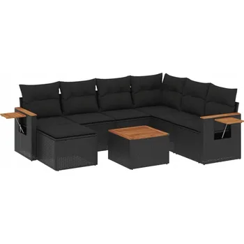 Zahradní nábytek set plast VidaXL černý 8 dílů