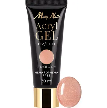 Lak na nehty Molly Nails Akrylgel stavební Hema/DiHema free Peach Glow 30ml