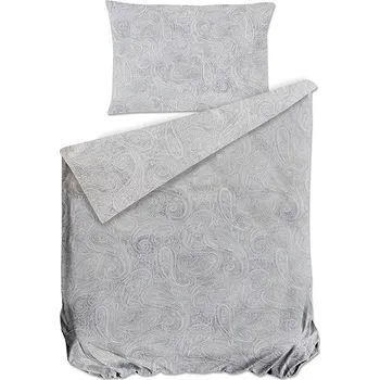 Povlečení Bierbaum Saténové povlečení Paisley Grey 140 × 200 / 70 × 90 cm