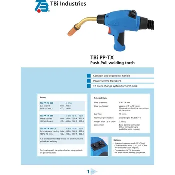 Svářečka MiG hořák TBi PP-TX 511-CC Push Pull