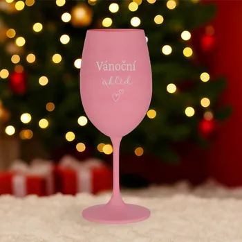 Sklenice Sklenice na víno s gravírováním VÁNOČNÍ (Ú)KLID Barva: Růžová