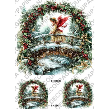Umělecký papír Rýžový a soft papír na decoupage - Zimní andílek - KB04266 Materiál: Soft, Rozměr: A4