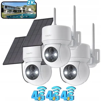 Bezpečnostní kamera SOLÁRNÍ MONITOROVACÍ KAMERA 4G LTE SIM 2K 3MPX OTOČNÁ PTZ 4X ZOOM GSM 3ks