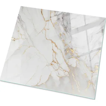 Konferenční stolek Čtvercová Stolová Deska Tvrzené Sklo Mramorový Vzhled s Žilkováním 50x50 cm