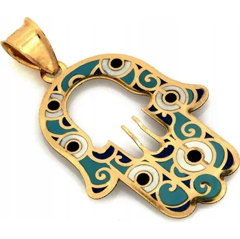 Přívěsek Zlatý přívěsek s emailem - ruka Fatimy