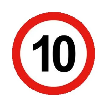 Nejvyšší omezená/konstrukční rychlost vozidla 15 km, bezpečnostní tabulka, plast 0,5 mm - kruh 10 cm