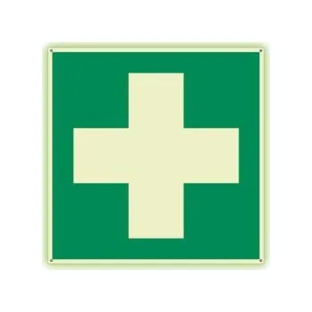 První pomoc - ošetřovna - lékarnička - fotoluminiscenční tabulka s dírkami, plast 2 mm 150x150 mm