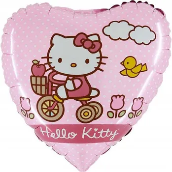 Balónek Fóliový balónek Hello Kitty na kole se srdcem, 46 cm