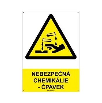 NEBEZPEČNÁ CHEMIKÁLIE - ČPAVEK - bezpečnostní tabulka s dírkami, plast A4, 2 mm