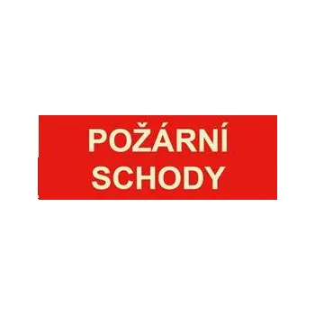 Požární schody - fotoluminiscenční tabulka, plast 2 mm 210x80 mm