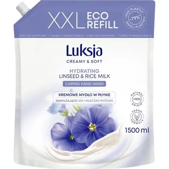 Mýdlo Luksja Eco Náplň 1500 ml tekuté mýdlo hydratační len a rýžové mléko