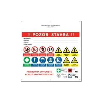 POZOR STAVBA 1 bezpečnostní banner s logem firmy - 100x100 cm
