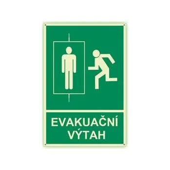 Evakuační výtah - fotoluminiscenční tabulka s dírkami, plast 2 mm 100x150 mm