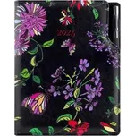 Diář DESIGN týdenní B5 2026 - černá - Květy
