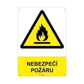 NEBEZPEČÍ POŽÁRU - bezpečnostní tabulka s dírkami, plast A4, 2 mm