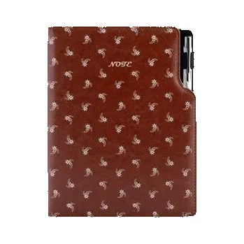 Zápisník Notes - zápisník DESIGN B5 nelinkovaný - hnědá - Bílý květ