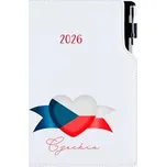Diář DESIGN tydenní B5 2026 - bílá - Česko - vlajka