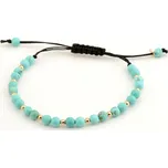 Provázkový náramek se zlatými kuličkami a přírodními tyrkysy ZLNA1580F + Dárek zdarma