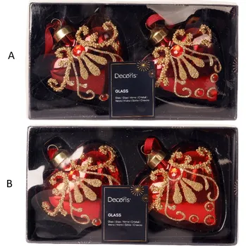 Vánoční ozdoba Kaeming Sada 2 ks vánočních ozdob SRDCE, 8 cm, 2 druhy, KSD