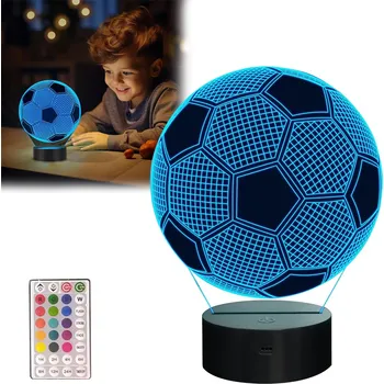 Lampička LED LAMPičKA FOTBALOVÝ MÍČ 3D NOČNÍ NA STŮL DEKORATIVNÍ DĚTSKÁ USB + DÁLKOVÉ OVLÁDÁNÍ