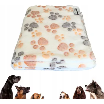 Pelíšek pro psa Plyšová měkká deka pro pro psa kočku do pelíšku DOTTY krémová s tlapkami - XL