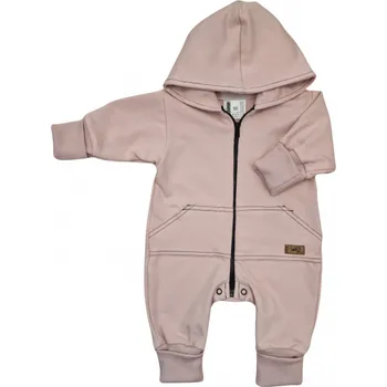 Kojenecký overall Dětský teplákový overal s prodlouženými náplety, pudrově růžový, vel. 86, Velikost koj. oblečení 74 (6-9m)