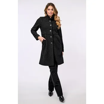 Dámský kabát Černý dámský kabát z buklé se stojatým límcem 7665 velikost XL