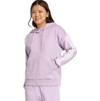 Dámská mikina Dámská fleecová mikina adidas Essentials 3-Stripes s kapucí a zipem fialová JY3080 xs