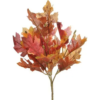 umělá květina Listy dubu - trs červenooranžová