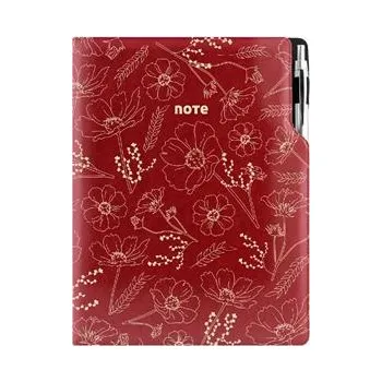 Zápisník Notes DESIGN A4 nelinkovaný - bordó - květiny