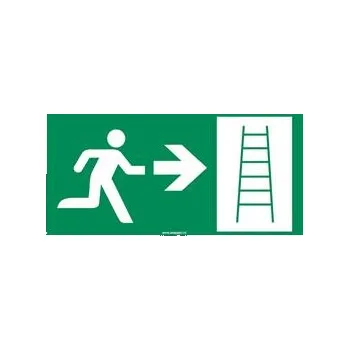 Únikový žebřík - směr vpravo - bezpečnostní tabulka, plast 1 mm 300x150 mm